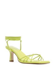 Aeyde Strappy mid-heel Sandals - Farfetch Green Sandals, Mid Heel Sandals, Low Block Heels, Feature Light, Mid Heel, Heel Sandals, Calf Leather, Light Green, Open Toe