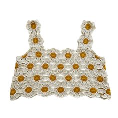 This beautiful Nude Daisy Crochet Tank Top is made with stunning daisy pattern that’s perfect for sunny days or balmy nights. Made in a crochet design, this attractive top boasts both comfort and style, making it your ideal companion for various occasions. Whether you wear it to a beach party or a casual day out, its versatility allow you to pair it with your favorite skirts, jeans, or shorts. Delicate, yet durable, this crochet crop top is made of breathable, high-quality yarn, ensuring long-lasting wear for a pop of floral fun to your wardrobe. Premium Quality Cropped Top Square Neckline Wide Straps Ultra Soft Fabrication Comfortable Fit Pullover Style 100% Cotton Machine Washable In Cold Water / Lay Flat To Dry XS/S fits 32A, 32B, 32C, 34A, 34BM/L fits 32D, 34C, 36B, 36C, 38B Daisy Crochet, Skirts Jeans, Crochet Tank Top, Crochet Crop, Crochet Tank, Crochet Design, Daisy Pattern, Crochet Crop Top, Square Necklines