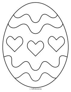 an easter egg with hearts on it coloring pages for kids, printable and color