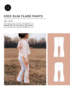 Get ready to sew the latest fashion statement with our Slim Flares pattern! Perfect for stylish kiddos, this pattern adds a modern touch to classic flared pants. With a slim fit and elastic waist (or yoga-style fabric waistband), your little one will be comfortable and stylish all day. Ideal for all skill levels, from beginner to pro, this pattern is a must-have in your sewing collection. Start sewing your very own Slim Flares today! Make sure to read through the instructions thoroughly as you p Start Sewing, Fabric Bowls, Rompers For Kids, Flared Leggings, Yoga Fashion, Selling Clothes, Flared Pants, Sewing Gifts, Kids Pants