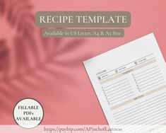 This recipe template is here to help you to organize all your favorite recipes. Printable Recipe Page, Recipe Sheet, Recipe Page, Sheet Template