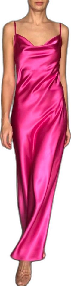 Pink Glamorous Satin Formal Dress, Glamorous Pink Satin Formal Dress, Glamorous Pink Satin Dress For Formal Occasions, Pink Satin Bridesmaid Dress For Prom Season, Pink Elegant Silk Satin Dress, Elegant Pink Silk Satin Dress, Pink Silk Slip Dress With Bias Cut, Pink Sleeveless Bias Cut Satin Dress, Pink Satin Finish Dresses