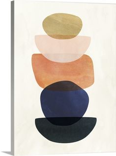 an abstract painting with different colors and shapes on it's surface, including circles