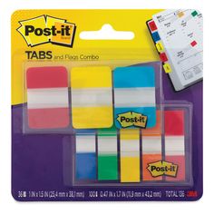 post - it notes and tabs combo, assorted colors 3 / pkg