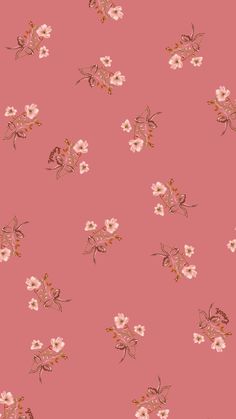 a pink background with small white flowers on it