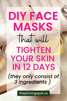 Read this & get firmer, more radiant skin in 12 days. This post shows you how to tighten your skin naturally with just 3 ingredient-DIY masks that work wonders in 12 days. They're the best homemade face masks to tighten your skin & reduce pores. They're easy-to-make face masks & quick DIY fixes that tighten your skin, firm your skin & give you more youthful-looking skin. So whether you’re looking for anti-aging remedies or ways to tighten your skin, this post covers everything you need to know Skin Tightening Face Mask, Diy Skin Tightening, Tightening Face Mask, Best Homemade Face Mask, Wrinkles Remedies Face, Natural Skin Tightening, Skin Tightening Mask, Anti Aging Face Mask, Anti Aging Homemade