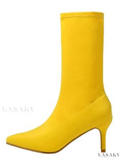 Lasaky - Professional Womens Mid Calf Stretch Boots with Pointed Toe and 2.4 Kitten Heel Fall Heels, Calf Stretches, Heel Boots For Women, Stretch Boots, Fabric Boots, Studded Ankle Boots, Stylish Socks, Buckled Flats, Sock Boots