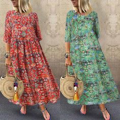 Plus Size Women's Boho Dress Floral Patchwork Print Mid Sleeve Maxi Dress Green Patchwork Maxi Dress, Green Shift Dresses With Patchwork, Green Shift Dress With Patchwork, Spring Red Patchwork Maxi Dress, Long Sleeve Floral Patchwork Summer Dress, Red Patchwork Maxi Dress For Spring, Casual Maxi Length Dress With Floral Patchwork, Multicolor Printed Half Sleeve Dress, Green Patchwork Dresses For Vacation