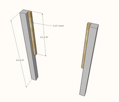 two pieces of wood are shown with measurements for the top and bottom posts on each side