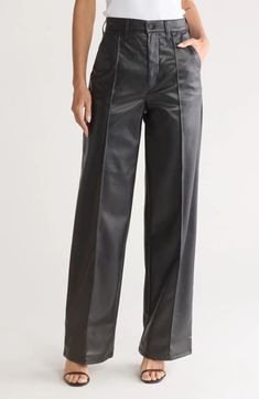 MOTHER High Waist Pintuck Spinner Prep Heel Faux Leather Pants | Nordstromrack Mother Mother, Mary Jane Pumps, Faux Leather Pants, Pin Tucks, High Waisted Pants, Women's Pumps, Leather Pants, Denim Jeans, High Waist