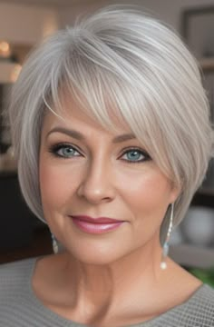 Bobs For Fine Thinning Hair, Hair Ideas For Gray Hair, Women Over 60 Short Haircuts, Bob Style Haircuts For Older Women, Hair For Over 60 Short, Hairstyles Over 70 Older Women New Looks, Short Hair With Bangs Side Part, Short Hairstyle Women Bob Cut, Shaggy Bob For Fine Hair Choppy Hairstyles Layered Haircuts Long