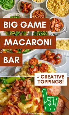 Looking for a fun and unique idea for Football Sunday? Try a quick and easy game day mac and cheese bar, one of our favorite kid-friendly Super Bowl party food ideas for a crowd. Creamy macaroni and cheese with delicious toppings like meatballs, kielbasa, bacon, and veggies make this a must-try. Add this to your list of yummy football party food ideas to try this year!