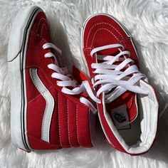 Perfect Condition! Brand New! Re-Poshing Only Because I Ordered The Wrong Size. I'm Just Looking To Get What I Paid For Them. (Offers Still Welcome!) Red Fire Vans, Red Vans, Vans Red, Box Color, Womens Vans, Vans Shoes, Me Too Shoes, Women Shoes, Brand New