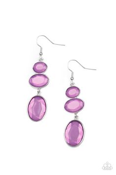 Gradually increasing in size, dewy Amethyst Orchid oval gems trickle from the ear, linking into an ethereal lure. Earring attaches to a standard fishhook fitting. Sold as one pair of earrings. Paparazzi Accessories Jewelry, Beaded Chandelier Earrings, Mobile Boutique, Gem Earrings, Purple Earrings, Oval Earring, Fish Hook Earrings, The Ear, Paparazzi Accessories