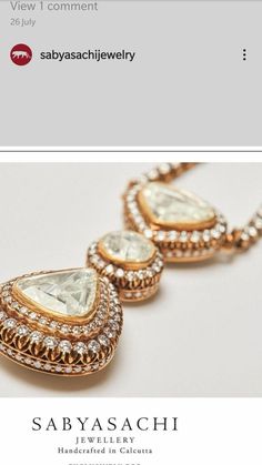 Sabyasachi Jewellery Mangalsutra, Polki Jewellery Sabyasachi, Big Pendant, Sabyasachi Jewellery, Diamond Earrings Design, Beautiful Gold Necklaces, Pearl Necklace Designs