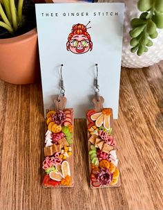 PRE ORDER Long Charcuterie Boards - Etsy Charcuterie Board Earrings, Charcuterie Earrings, Polymer Clay Ideas Aesthetic, Diy Things To Make And Sell, Charcuterie Board Aesthetic, Air Dry Clay Jewelry, Aesthetic Items, Grazing Board, Weird Jewelry