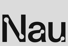 the word nau is written in black on a light gray background with white dots