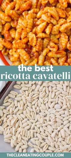 the best crockpotta cavatelli recipe is shown in two pictures