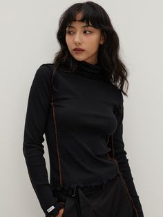 Color : BlackCountry of Origin : Republic of Korea Black Turtleneck T-shirt For Fall, Casual Black Turtleneck T-shirt, Black Winter Layering Tops, Black Winter Tops For Layering, Black Turtleneck T-shirt, Shirts Black, Neck T Shirt, Turtle Neck, Top Outfits