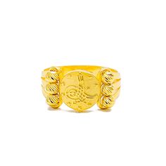 This exquisite 22k gold ring, weighing 3.8 grams, features a rich and vibrant Turkish design that exudes elegance and sophistication. The yellow gold finish enhances its radiant appeal, making it perfect for any occasion. The ring is available in size 8, with sizing options available to ensure a perfect fit. Ideal for those who appreciate high-quality craftsmanship and timeless beauty, this vibrant Turkish gold ring is a cherished addition to any jewelry collection. Product Details Gold Purity(k Traditional Yellow Gold Signet Ring For Ceremonial Occasion, Traditional Yellow Gold Signet Ring For Ceremonial Use, Traditional 14k Yellow Gold Engraved Ring, Traditional Gold Oval Signet Ring, Classic 22k Gold Ring, Gold Open Signet Ring For Ceremonial Occasions, Traditional Yellow Gold-plated Rings, Traditional 14k Gold Hallmarked Rings, Traditional Yellow Gold Ceremonial Signet Ring