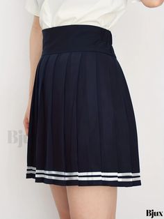 Bjux - Premium Quality Womens JK High-Waist Uniform Skirts with Striped and Solid Pleated Design - Ideal Casual Attire with Kpop Inspiration Harajuku Style Fitted Mini Skirt For School, Harajuku High Waist Bottoms For School, Harajuku High-waisted Bottoms For School, White Harajuku Style School Bottoms, White Harajuku School Bottoms, Harajuku Style Fitted Skort For School, Harajuku High Waist Skirt For School, Harajuku Style Fitted Skirt For School, Harajuku Style Fitted Tennis Skirt For Summer