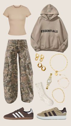 #essentials #camo #ootdinspo Street Style Outfits Casual, Camo Outfits, Simple Trendy Outfits