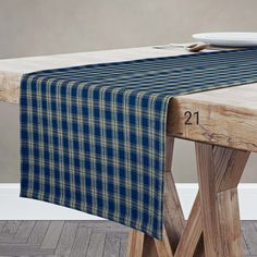 Navy Blue Catawba Homespun Plaid Table Runner Placemat pattern 21 Table Runners And Placemats, Navy Blue Table Runner, Green Table Runner, Crochet Table Mat, Blue Table Runner, Homespun Fabric, Placemats Patterns, Green Table, Primitive Farmhouse