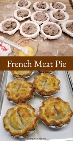 french meat pies are ready to be baked in the oven and put into muffin tins