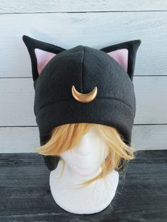 Moon Hat, Moon Accessories, Luna Moon, Fandom Outfits, Fleece Hat, Cat Hat, Skull Cap Beanie, Skull Cap, Sewing Inspiration