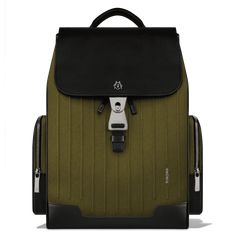 Backpack Large in Leather & Canvas | Cactus Green | RIMOWA Green Rimowa, Chic Work Bag, Flap Backpack, Flat Pouch, Luggage Strap, Mens Travel Bag, Canvas Backpack, Large Backpack, Work Bag