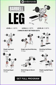 the barbell leg workout poster is shown