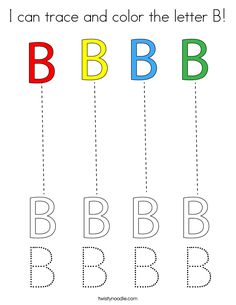 letter b worksheet for children to learn how to write and color the letters