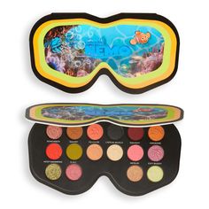 Ride the wave with Disney and Pixar's Finding Nemo and friends! The Disney and Pixar's Finding Nemo Revolution collection is makin' a splash! Dive in and discover an array of colourful cosmetics, starfish-shaped skincare and must-have accessories, all inspired by your favourite characters. Add a splash of colour to your look with this, 16-pan oceanic-inspired palette, complete with a mix of colour poppin' mattes and sparkling shimmers to take your makeup to the next level. The best bit? It's all housed in a snorkel-shaped case! Disney Eyeshadow Palette, Disney Makeup Products, Revolution Cosmetics, Disney Finding Nemo, Disney Makeup, Eyeshadow Pallets, Finding Nemo, Eye Shadow Palette, Cruelty Free Beauty