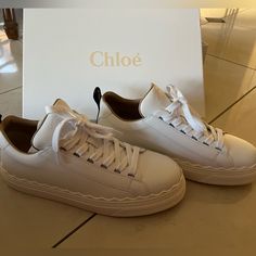 Never Worn Still In Packaging White Chloe Lauren Sneakers. Size 39 Chloe Lauren Sneakers Outfit, Chloe Shoes, Sneakers Outfit, Sneaker Brands, White Cream, Cream White, Womens Shoes Sneakers, Chloe, Shoes Sneakers