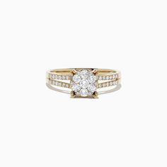 Effy Bouquet 14K Yellow Gold Diamond Cluster Ring, 0.56 TCW Yellow Stone, Diamond Cluster Ring, Diamond Cluster, Cluster Ring, Round Diamonds, Gold Diamond, Gold Metal, Yellow Gold, Yellow