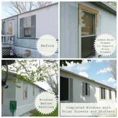 four pictures showing different types of windows and doors