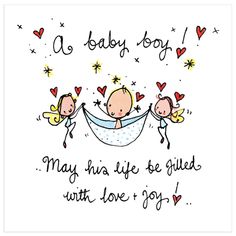 a card with two babies in a hammock and the words, baby boy may have