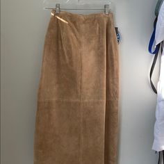 Long Washable Suede Skirt. Slit In Back. Very Soft Suede Long Skirt, Thrift Ideas, Skirts Pattern, Real Leather Skirt, Leather A Line Skirt, Skirts Long, Embroidered Leather, Suede Skirt, Asymmetrical Skirt