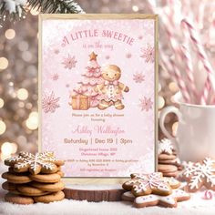 a pink christmas party with cookies and candy