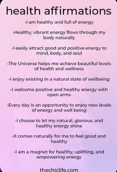 a poem written in the language of health affirmations