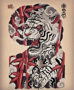 Japanese Demon Tattoo, Traditional Japanese Tattoo Flash, Tiger Tattoo Design, Japanese Dragon Tattoos, Next Friday