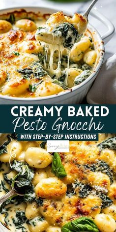 creamy baked pesto gnocchini with step - by - step instructions is an easy and delicious side dish