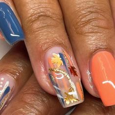 🌸JASMINE M.🌸 on Instagram: "Builder Gel Overlay Colors used: 321 Goodie Bag 111 Sweet Yam Encapsulated leaves 🍁 Gel Paint @orly builder gel #suitelife #nailsuite #nailsnailsnails #naillife #nailfeed #ilovewhatido #nailart #trusttheprocess #practicemakesprogress #growingeveryday #workhardprayharder #nails #prettynails #freehandnailart #chicagonails #chicagonailtech #bgdn #nailart #nailartist #nailsofinstagram #nailhandart #allthingsnails #naturalnailcarespecialist #chicagonochipmani #blackna Orange Camo Nails, Encapsulated Nails, Gel Paint, Natural Nail Care, Sweet Nails, Gel Overlay, Builder Gel, Suite Life, Get Nails