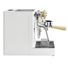 an espresso machine is shown on a white background