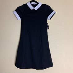 Contrast Collar Dress, Gothic Dress, Contrast Polo Neck Tee Dress, Contrast Collar Tunic Dress, Robin Contrast Dress, Half Button Dress Shirt Sleeve Dress Approximate Measurements Pit To Pit - 14 Inches Length - 31 Inches W9.7 Collared Spring Dresses For School, Spring School Dress With Collar, Fitted Short Sleeve Dress For School, Casual Collared Stretch Dress, Casual Stretch Collared Dress, Casual Mini Dress For School In Spring, Fitted Short Sleeve School Uniform Dresses, Summer School Uniform Dress With Short Sleeves, Summer Short Sleeve School Uniform Dress