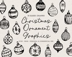 hand drawn christmas ornament graphics