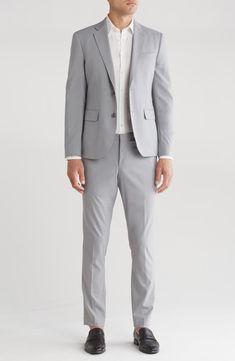 NORDSTROM RACK Extra Trim Fit Suit | Nordstromrack Gray Notch Lapel Suits For Formal Occasions, Professional Gray Suit With Notch Lapel, Gray Slim Fit Suit With Notch Lapel, Luxury Gray Suit And Tie Accessories For Semi-formal Occasions, Luxury Gray Three-piece Suit With Notch Lapel, Starry Night Dress, Gray Suits, Trim Fit, Fitted Suit