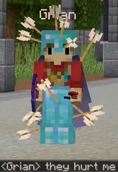 an image of a minecraft character that appears to be holding sticks