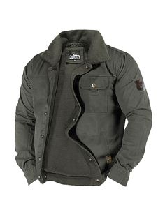 Men Jackets, Men's Outdoor Thick Fleece Pocket Shearling Jacket Coat Military Style Hooded Jacket For Outdoor With Pockets, Military Style Outerwear With Flap Pockets For Outdoor, Military Style Outerwear With Functional Pockets For Outdoor, Winter Military Outerwear With Zipper Closure, Military Hunting Outerwear With Pockets, Shearling Jacket, Army Green, Mens Jackets, Coats Jackets