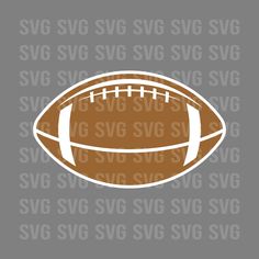 an american football with the word svg on it in white and brown colors against a gray background